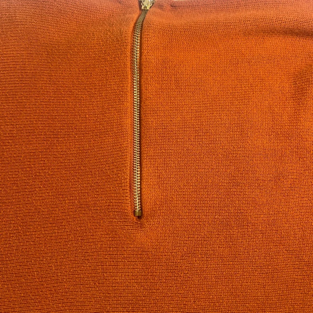 MICHAEL KORS Sweater Womens L Rust Color Pullover Gold‎ Back Zipper Long Sleeve!
